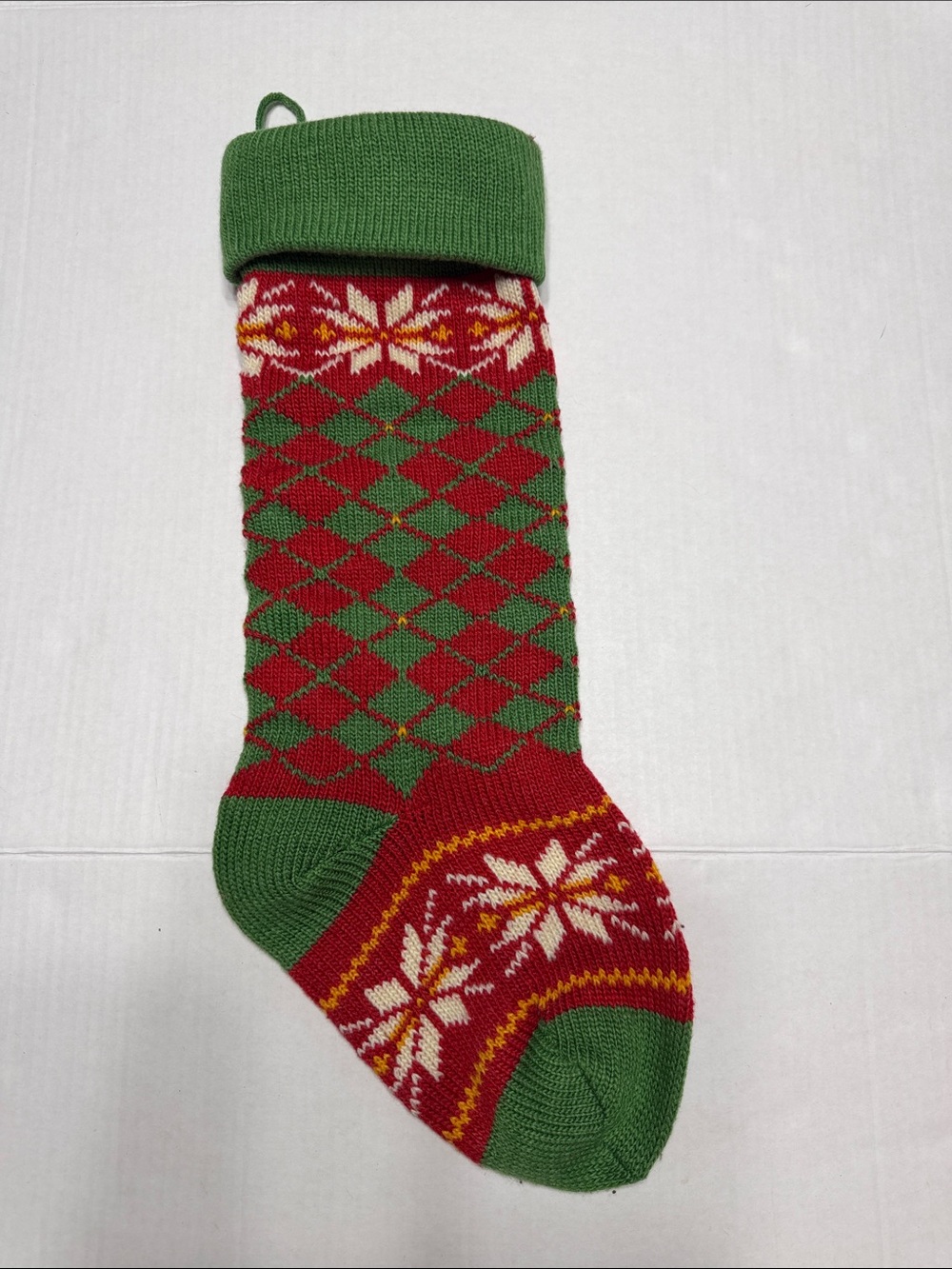 Green Cuff Red & Green Holiday Knit Stocking